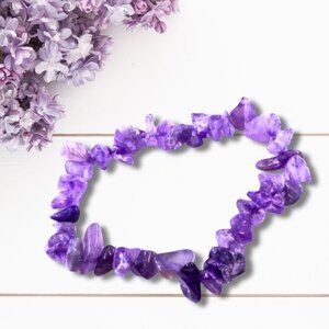 Natural Stone Healing Pure Purple Amethyst Beads Stretch Bracelet Fine Jewelry